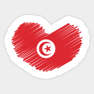 Tunisia Flag Heart Design Sticker